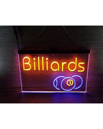 Billiards Two Tone Hanging Neon Sign