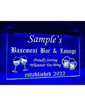 Basement Bar and Lounge Personalized Hanging Neon Sign