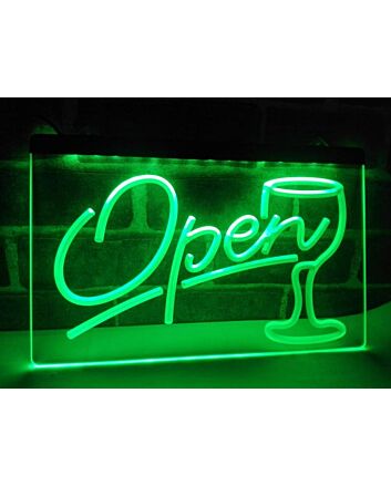 Open Wine Glass Hanging Neon Sign