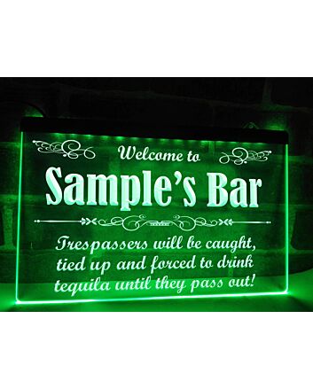 Trespassers Bar Personalized Hanging Neon Sign