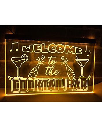Welcome to the Cocktail Bar Hanging Neon Sign
