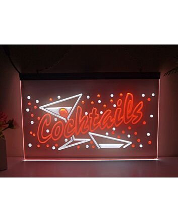 Cocktails &amp; Fizz Two Tone Hanging Neon Sign