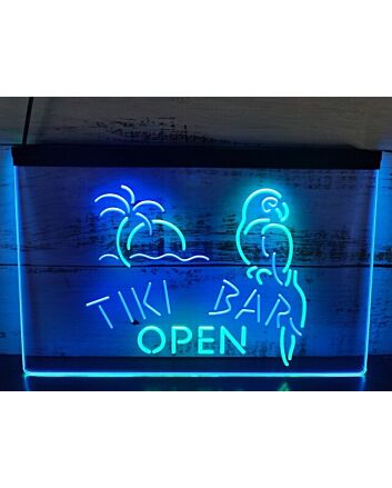 Tiki Bar Open Two Tone Hanging Neon Sign