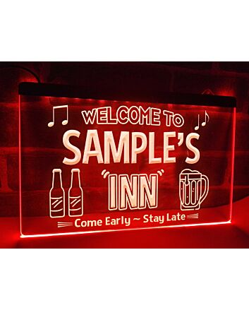 Welcome to My Inn Personalized Hanging Neon Sign
