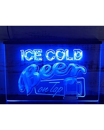 Ice Cold Beer on Tap Bar Hanging Neon Sign