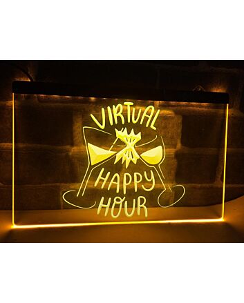 Virtual Happy Hour Hanging Neon Sign
