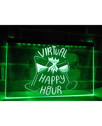 Virtual Happy Hour Hanging Neon Sign