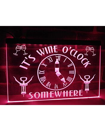 It's Wine O'Clock Somewhere Hanging Neon Sign