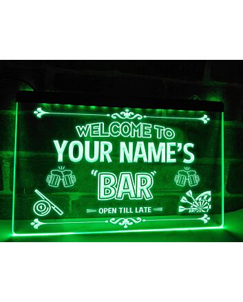 Beer, Pool & Darts Bar Personalized Hanging Neon Sign