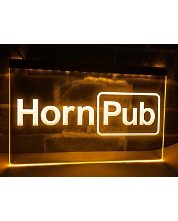 Horn Pub Bar Hanging Neon Sign