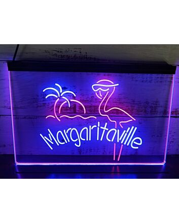 Flamingo Margaritaville Two Tone Hanging Neon Sign