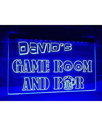 Game Room and Bar Personalized Hanging Neon Sign