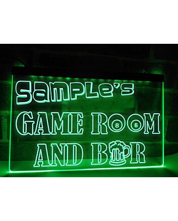 Game Room and Bar Personalized Hanging Neon Sign