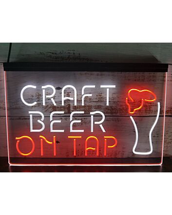 Craft Beer On Tap Two Tone Hanging Neon Sign