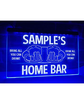 Home Bar Personalized Hanging Neon Sign