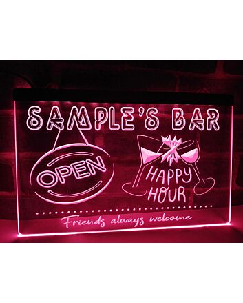 Happy Hour Bar Personalized Hanging Neon Sign