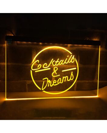 Cocktails and Dreams Two Tone Hanging Neon Sign