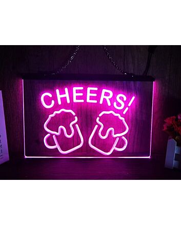 Cheers Beers Bar Hanging Neon Sign