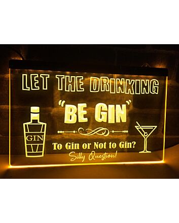 Let the Drinking Be Gin Hanging Neon Sign