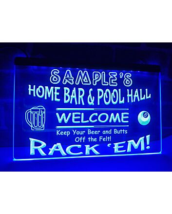 Home Bar and Pool Hall Personalized Hanging Neon Sign