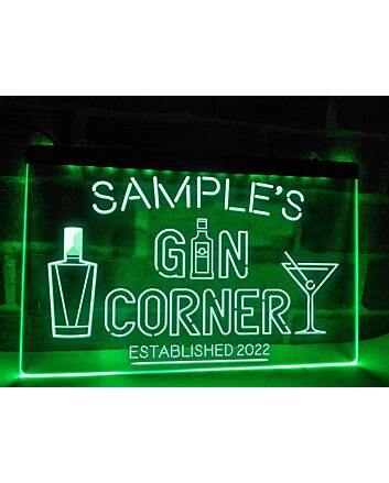 Gin Corner Personalized Hanging Neon Sign