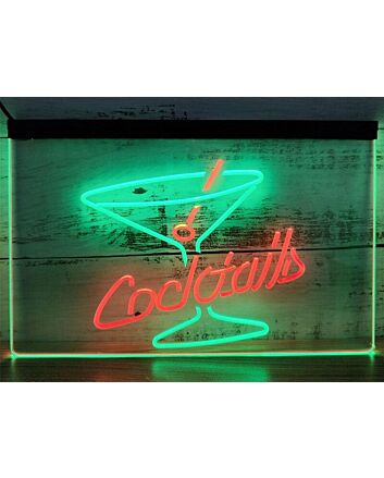 Cocktails Two Tone Hanging Neon Sign