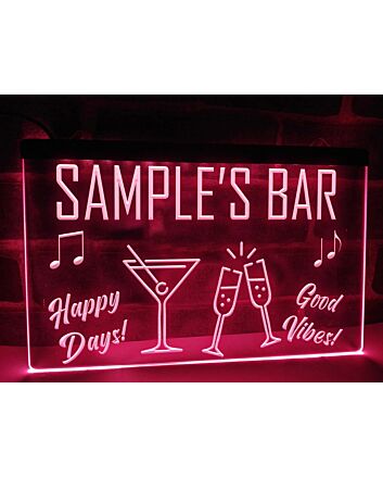 Happy Days Bar Personalized Hanging Neon Sign
