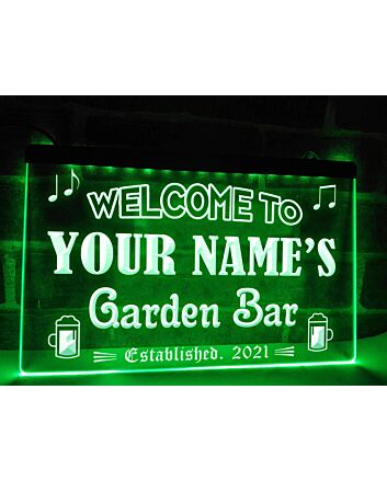 Garden Bar Personalized Hanging Neon Sign