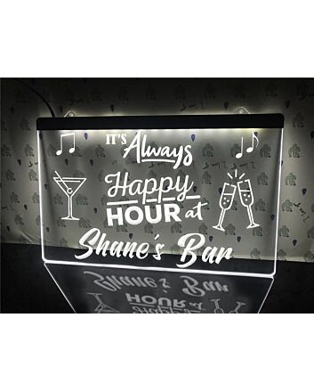 It&#039;s Always Happy Hour Personalized Hanging Neon Sign