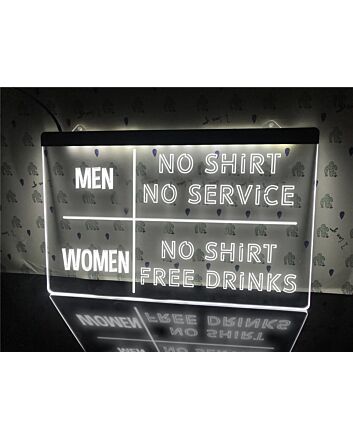 No Shirt No Service Funny Hanging Neon Sign