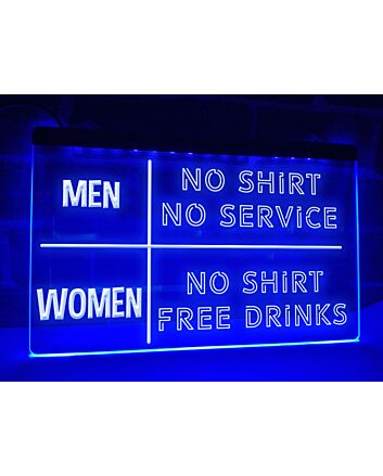 No Shirt No Service Funny Hanging Neon Sign