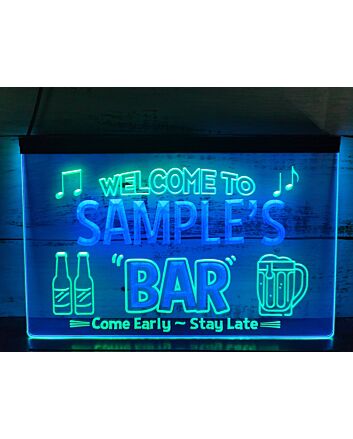 Welcome to My Bar Personalized Two Tone Hanging Neon Sign