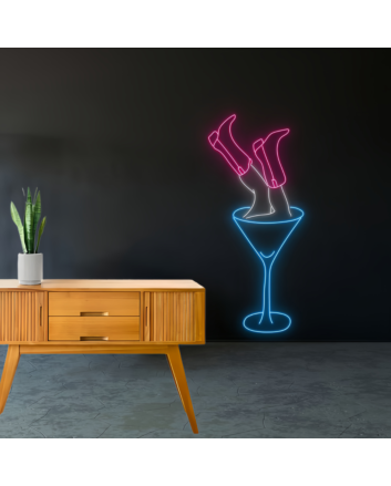 Tipsy in Wine Glass Neon Sign