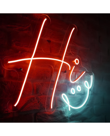 Hi Neon with a Smile Brighten Your Space with Friendly Greetings