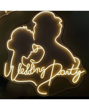 Customize Wedding Party Romantic Kissing Couple Portrait Neon Sign