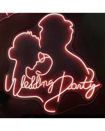 Customize Wedding Party Romantic Kissing Couple Portrait Neon Sign