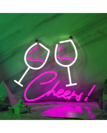 Customize Toasting Wine Glasses Neon Light