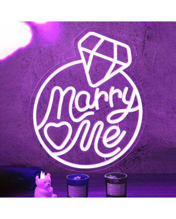Marry Me Diamond Ring Neon Sign