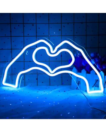 Hands Forming Heart Shape Neon Light