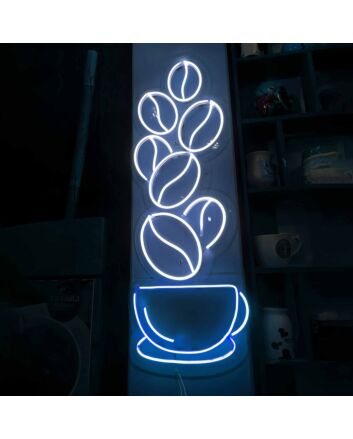 Coffee Beans and Cup Neon Sign