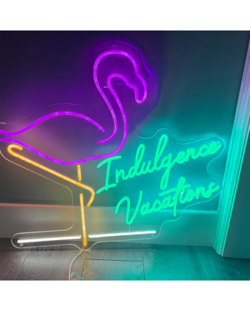 Customize Indulgence Vacations Flamingo Neon Sign