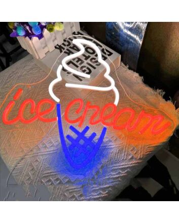 Customize Delightful Ice Cream Cone Neon Sign