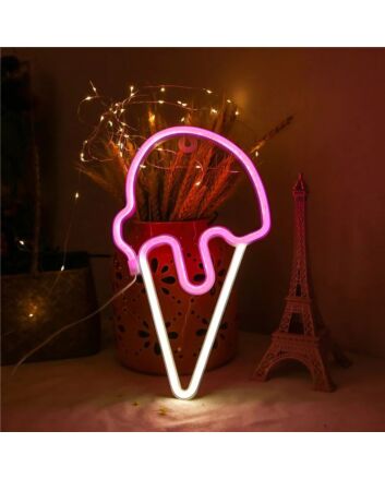 Joyful Ice Cream Scoop Cone Summer Neon Sign