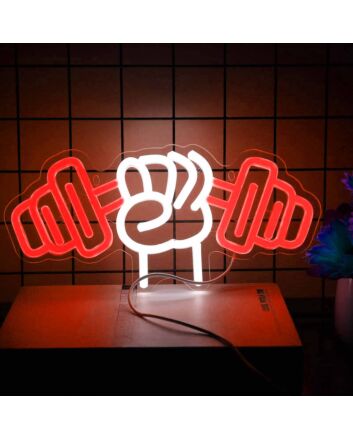 Gym Hand Holding Dumbbell Style 2 Neon Sign