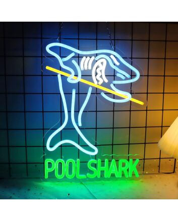Customize Pool Shark Playing Billiards Neon Sign