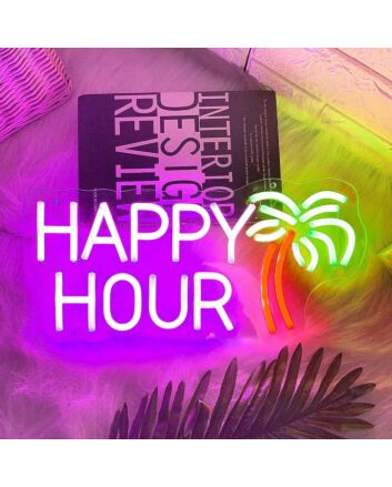 HAPPY HOUR Holiday Celebration Neon Sign