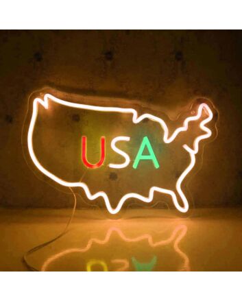 USA Map Neon Sign
