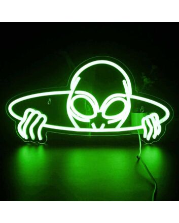 Alien in UFO Neon Sign
