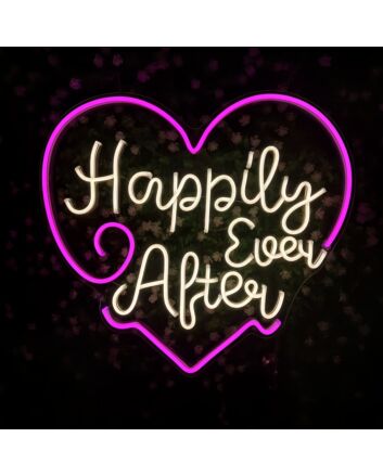 Happily Ever After Heart Wedding Decor Neon Sign