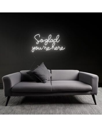 Warm Welcome So Glad You're Here Neon Sign